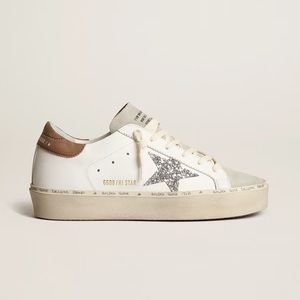 Golden Goose White and Silver Sneakers